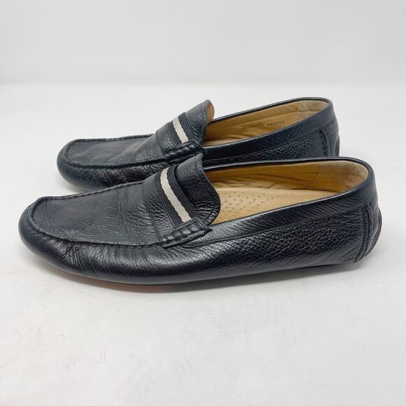 Bally Mens US 10 Black Wabler Calf Grained Leather Loafer Slip On Driving Shoe main image 10